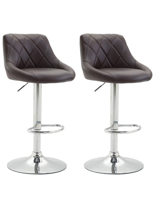 Juego de 2 taburetes de bar Lazio piel sintética C, marrón