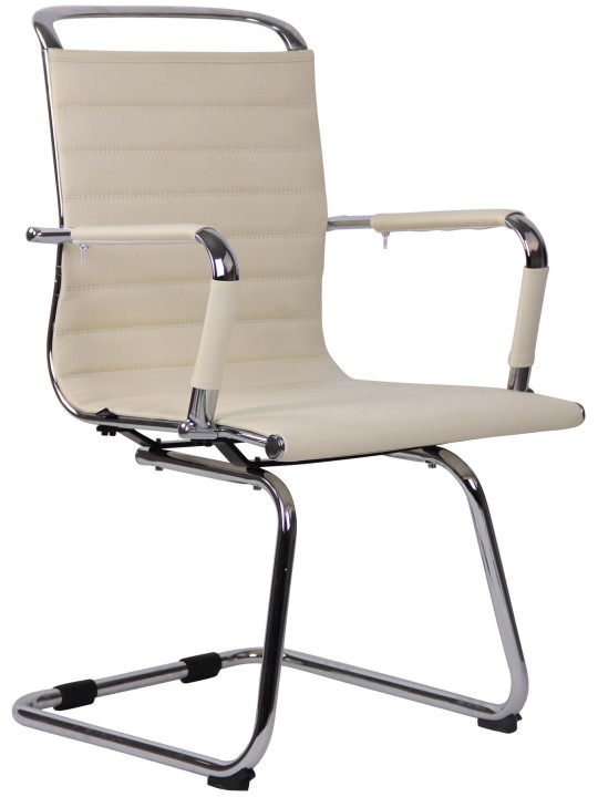 Silla de visita Balve símil piel, crema