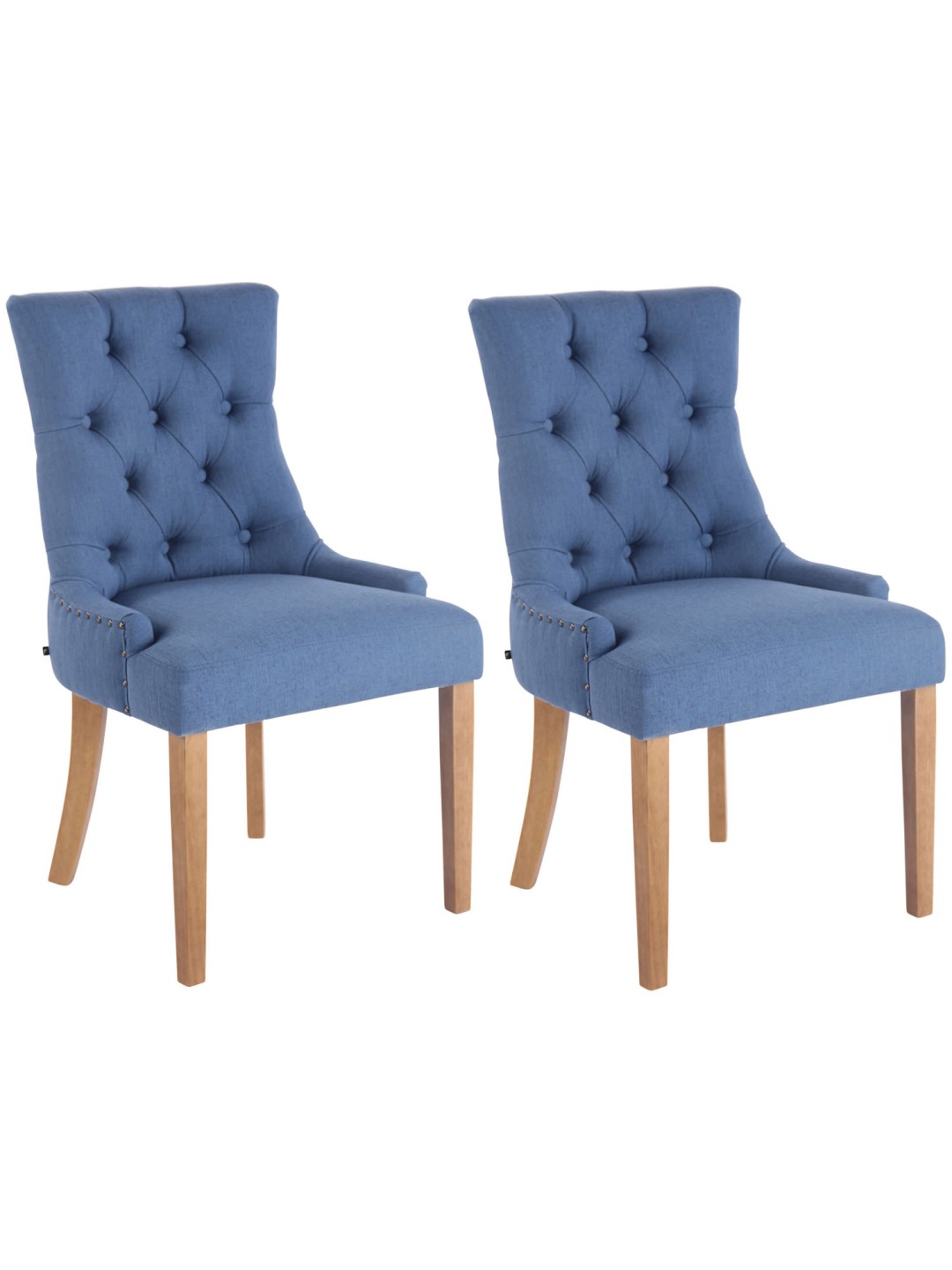Juego de 2 sillas de comedor Aberdeen tela antiguo-claro, azul