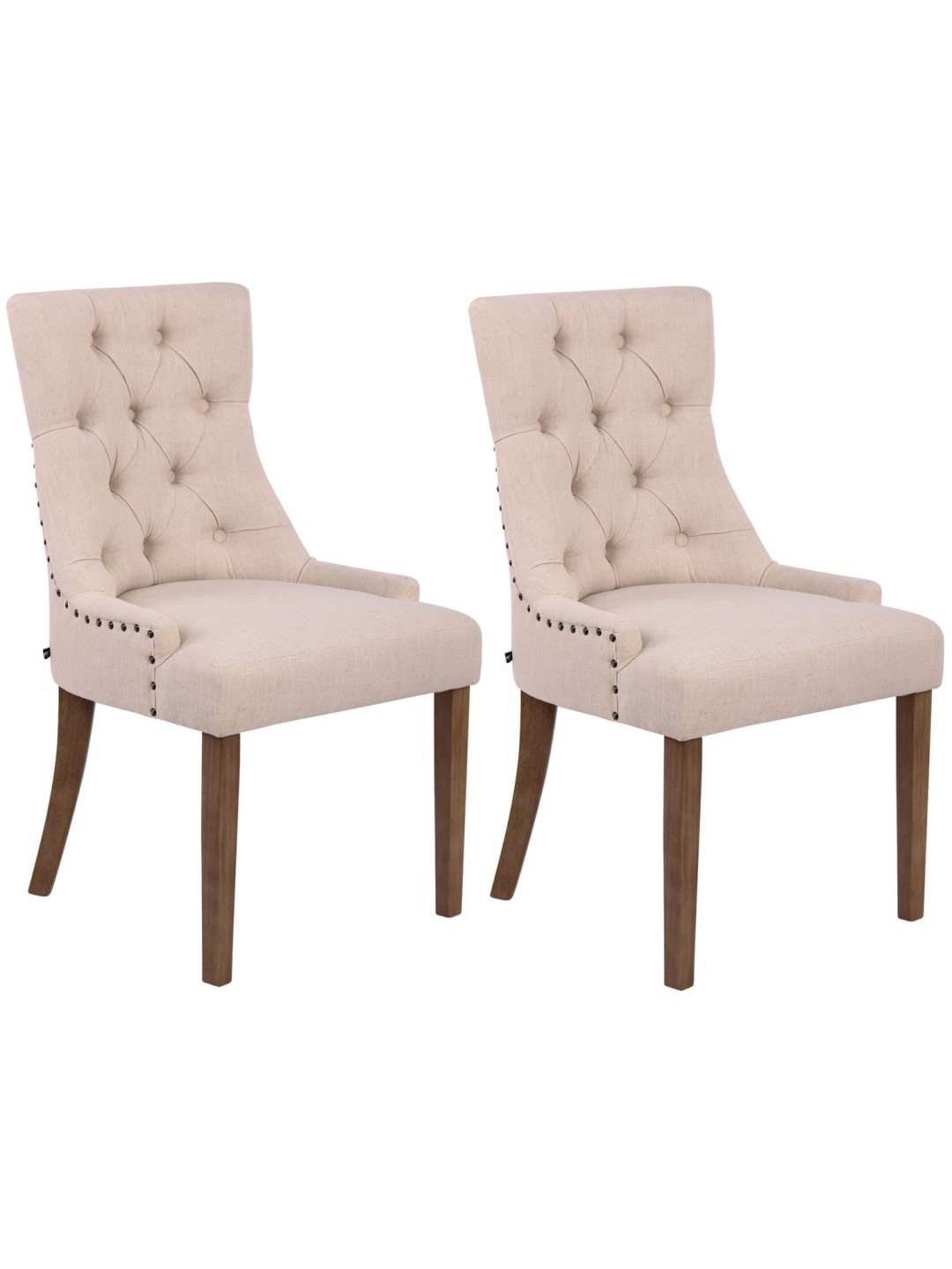Juego de 2 sillas de comedor Aberdeen tela antiguo-claro, crema
