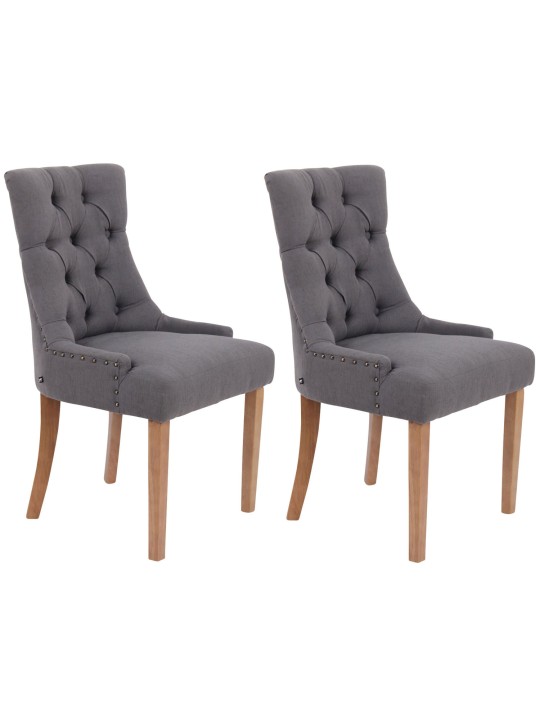 Juego de 2 sillas de comedor Aberdeen tela antiguo-claro, gris oscuro