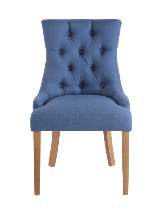 Juego de 2 sillas de comedor Aberdeen tela antiguo-claro, azul