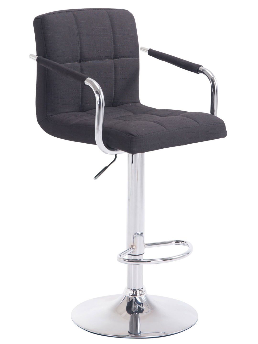 Taburete de bar Lucy V2 tela cromo, negro