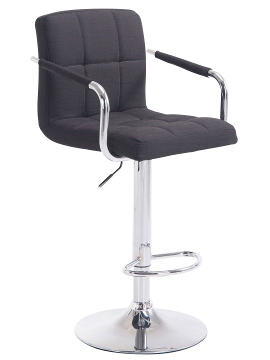 Taburete de bar Lucy V2 tela cromo, negro