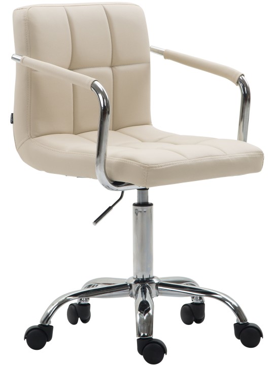 Silla de oficina Lucy V2 de piel sintética, crema
