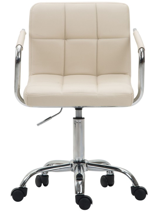 Silla de oficina Lucy V2 de piel sintética, crema