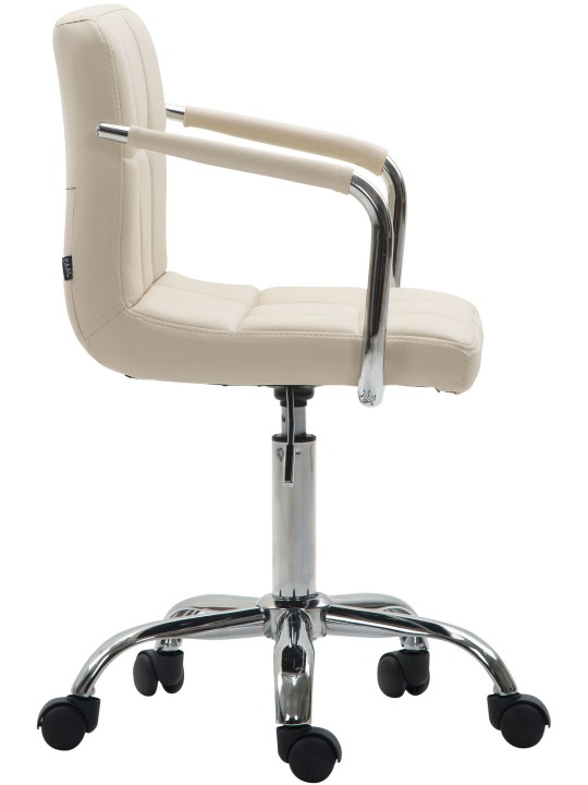 Silla de oficina Lucy V2 de piel sintética, crema