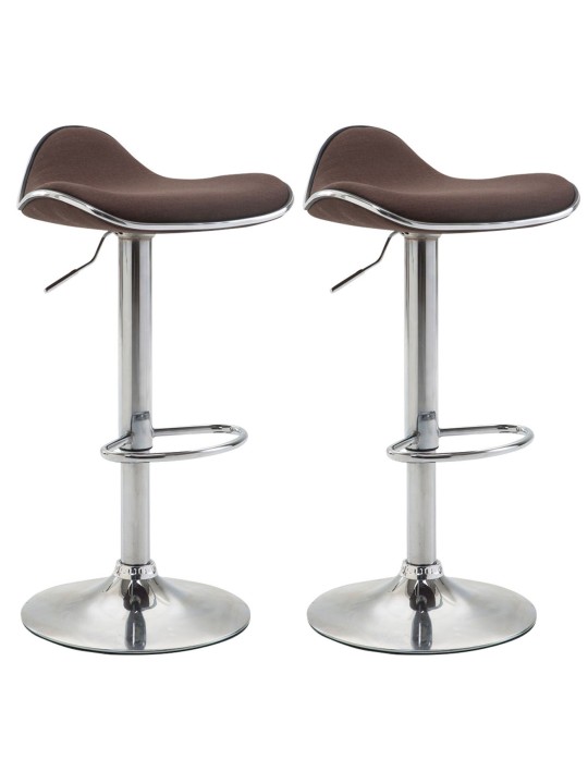 Juego de 2 taburetes de bar tela Shanghai C, marrón