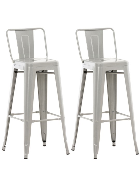 Juego de 2 taburetes de bar Mason, plata