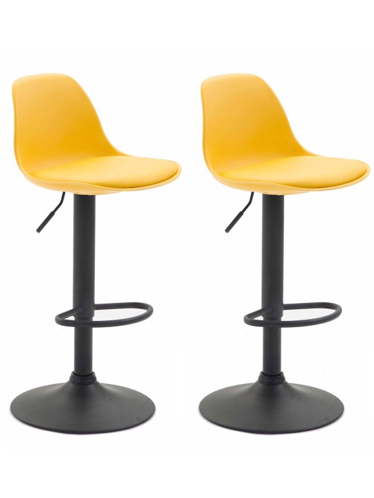 Juego de 2 taburetes de bar Kiel plástico, amarillo Juego de 2 taburetes de bar Kiel plástico, amarillo