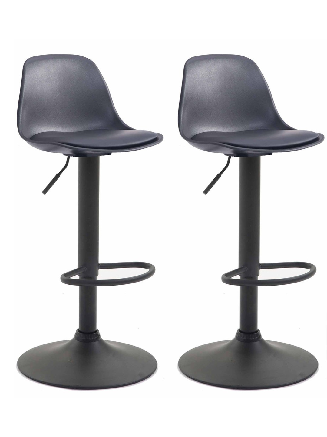 Juego de 2 taburetes de bar Kiel plástico, negro