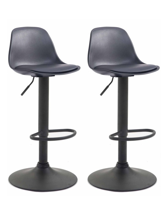 Juego de 2 taburetes de bar Kiel plástico, negro Juego de 2 taburetes de bar Kiel plástico, negro