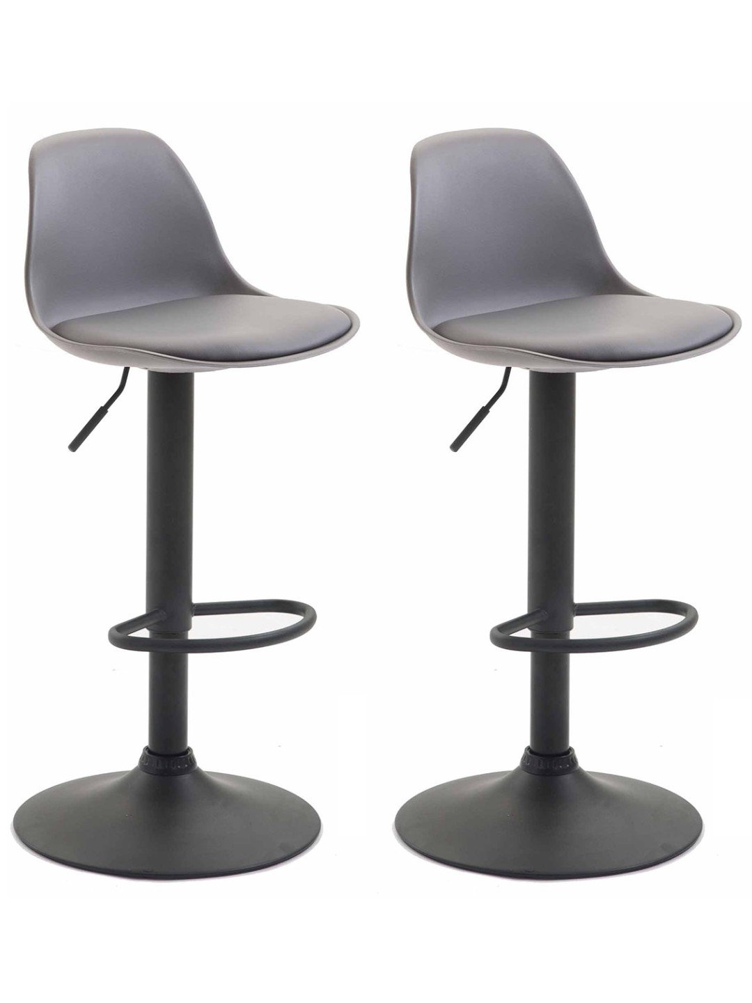 Juego de 2 taburetes de bar Kiel plástico, gris