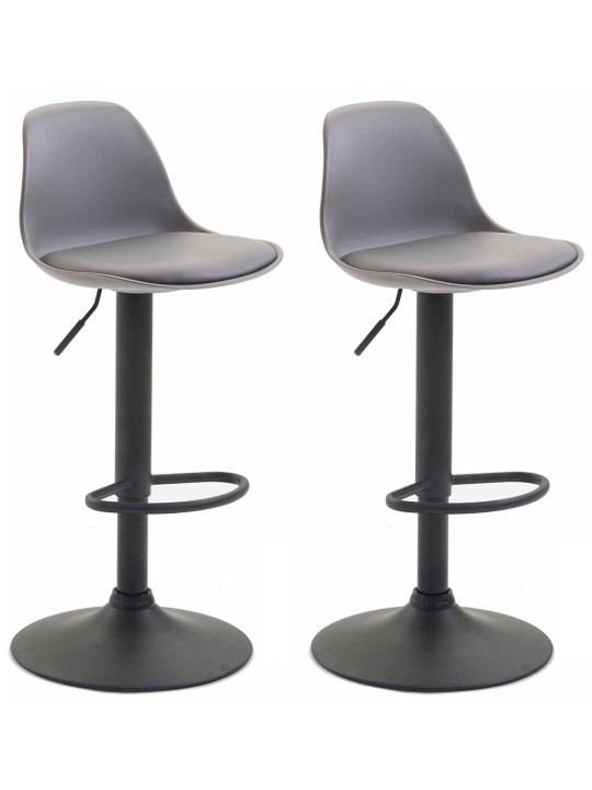 Juego de 2 taburetes de bar Kiel plástico, gris Juego de 2 taburetes de bar Kiel plástico, gris