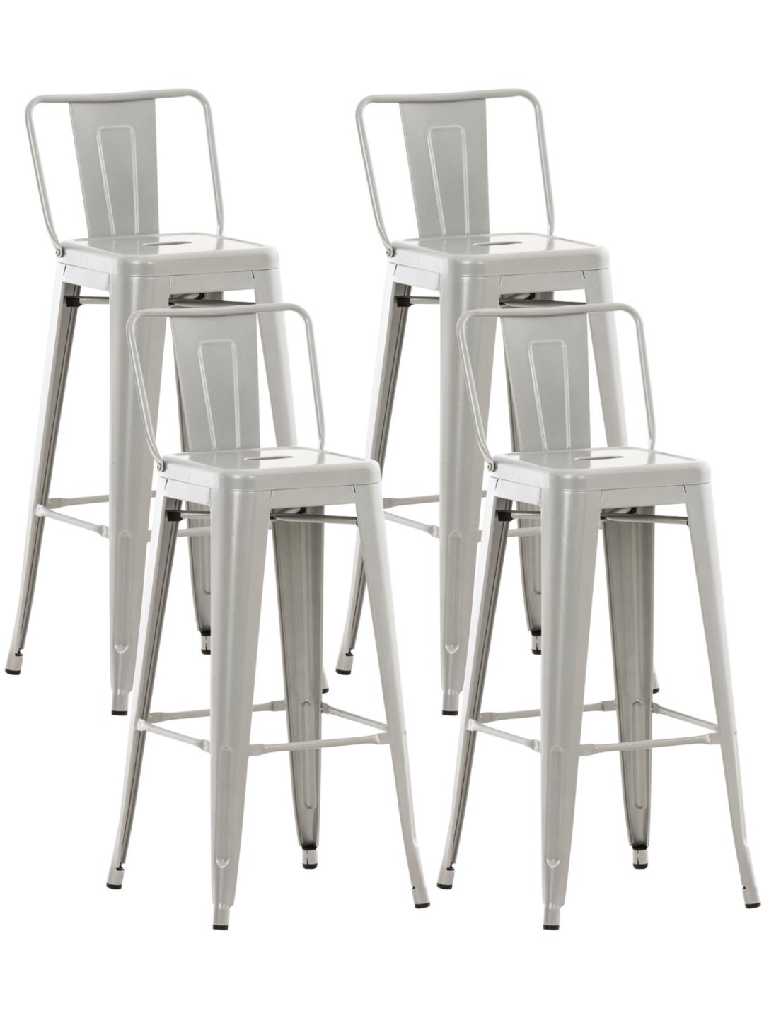 Juego de 4 taburetes de bar Mason, plata