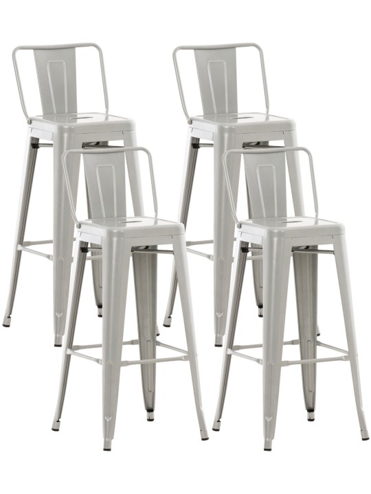 Juego de 4 taburetes de bar Mason, plata Juego de 4 taburetes de bar Mason, plata