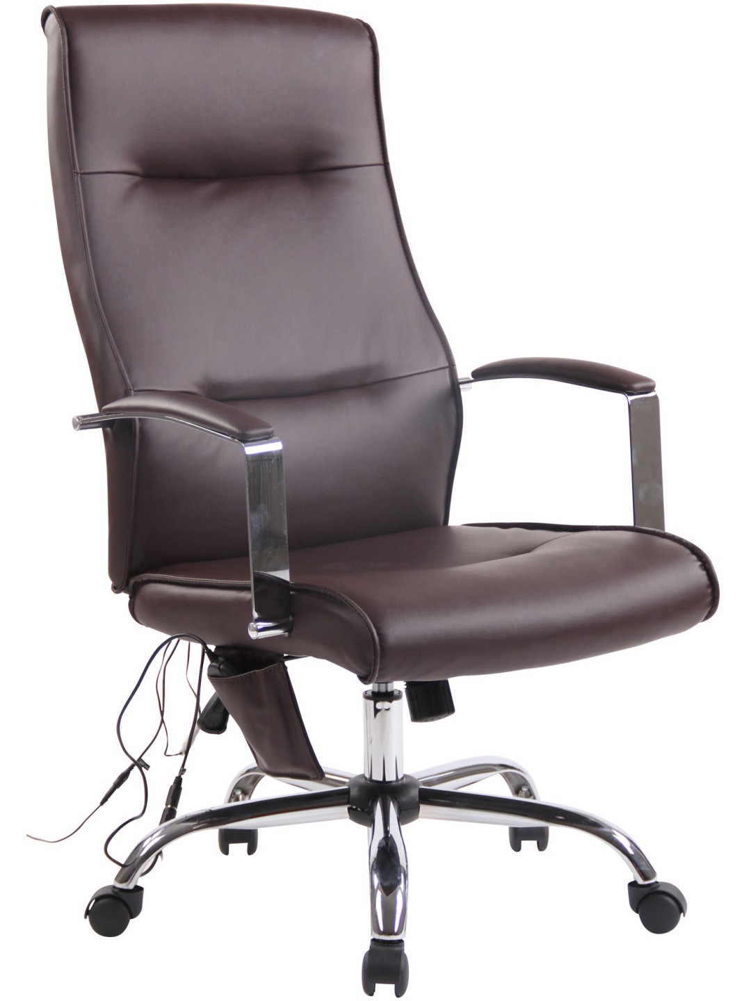 Silla de oficina Portland de piel sintética con función de masaje, marrón