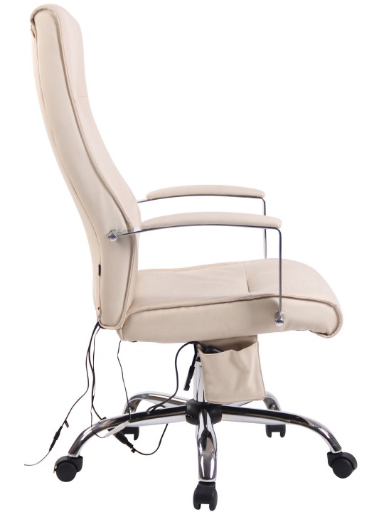 Silla de oficina Portland de piel sintética con función de masaje, crema
