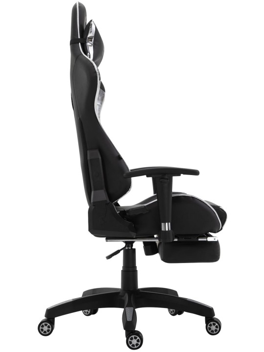 Silla de oficina Racing Turbo con reposapiés brillante, negro/blanco
