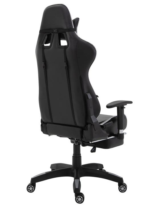 Silla de oficina Racing Turbo con reposapiés brillante, negro/blanco