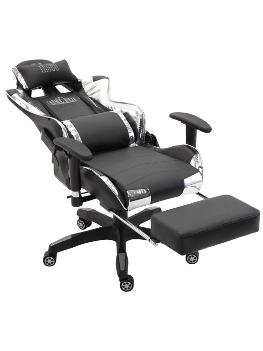 Silla de oficina Racing Turbo con reposapiés brillante, negro/blanco