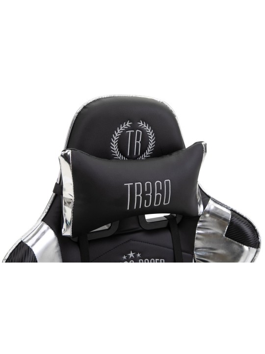 Silla de oficina Racing Turbo con reposapiés brillante, negro/blanco