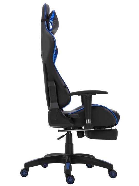 Silla de oficina Racing Turbo con reposapiés brillante, negro/azul