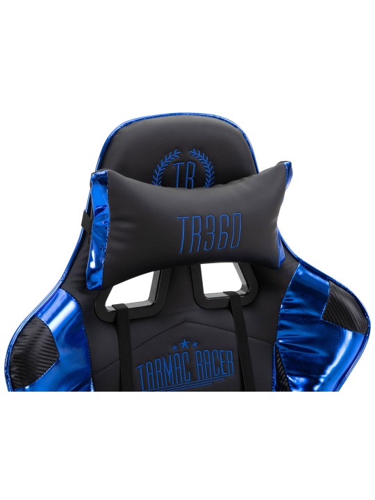 Silla de oficina Racing Turbo con reposapiés brillante, negro/azul