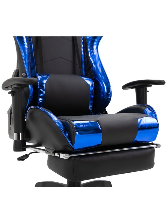 Silla de oficina Racing Turbo con reposapiés brillante, negro/azul