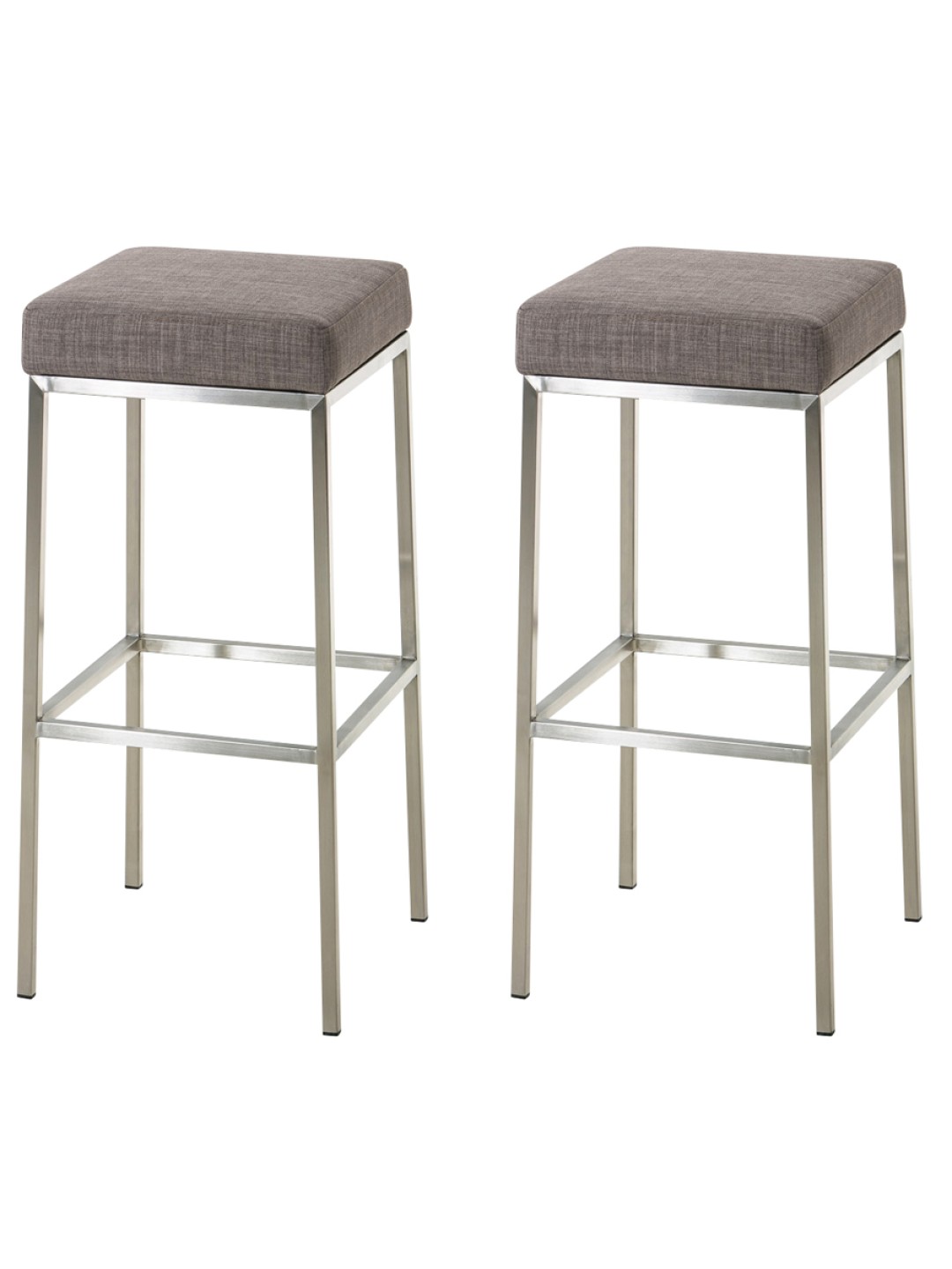 Juego de 2 taburetes de bar Montreal 85 tejido acero inoxidable, gris