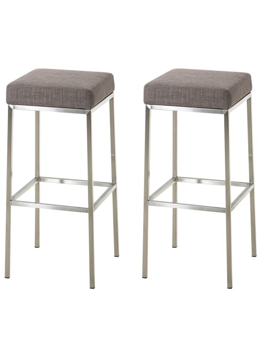 Juego de 2 taburetes de bar Montreal 85 tejido acero inoxidable, gris