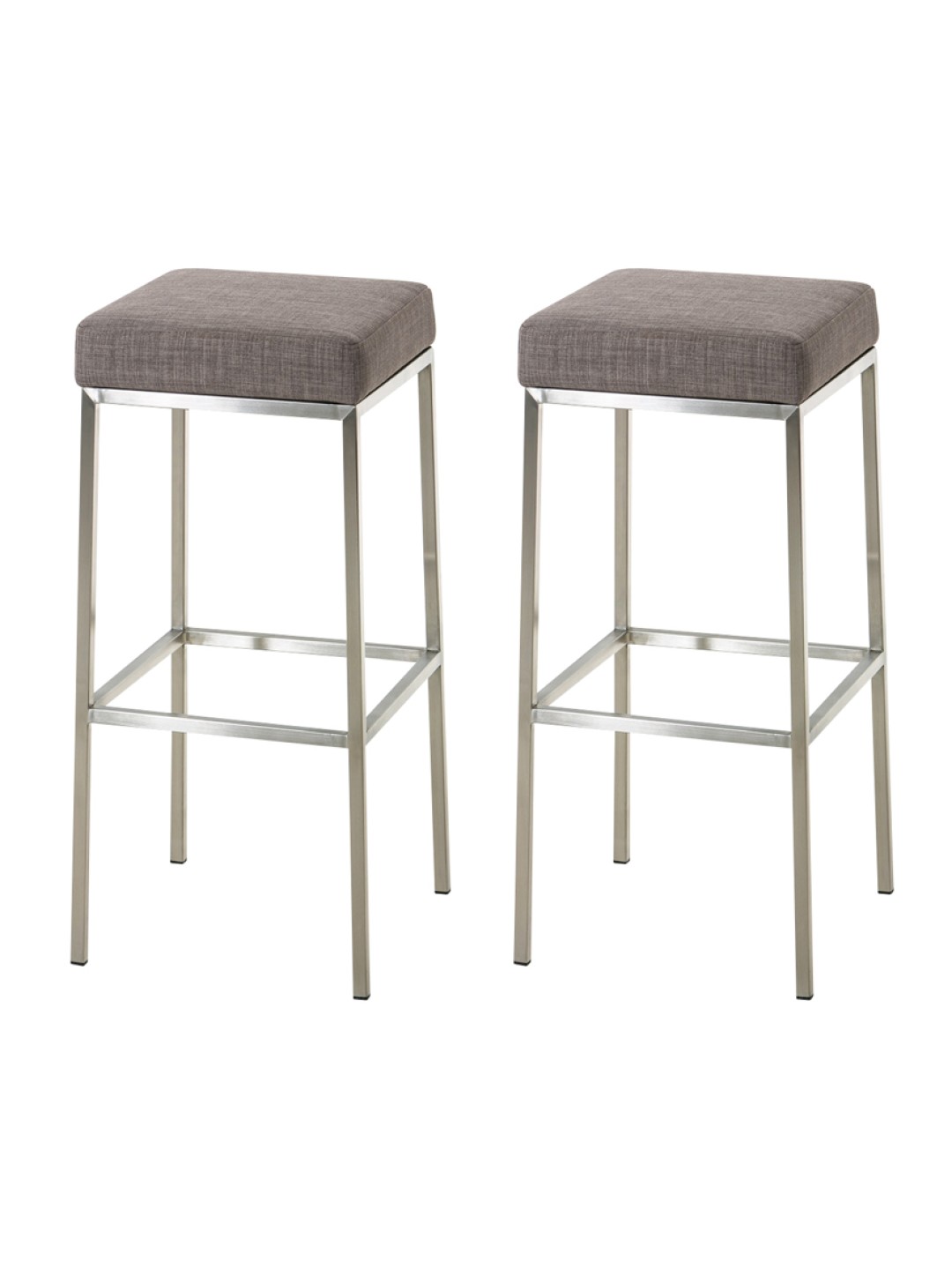 Juego de 2 taburetes de bar Montreal 80 tejido acero inoxidable, gris
