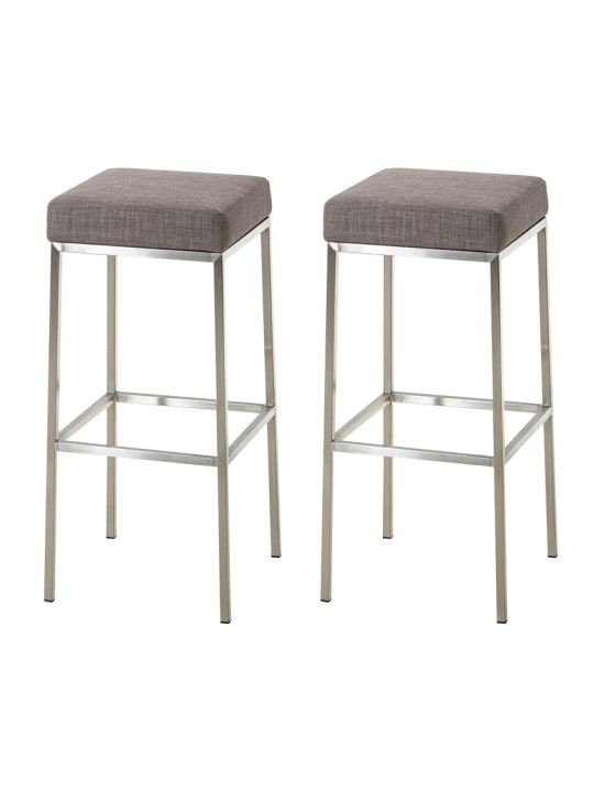 Juego de 2 taburetes de bar Montreal 80 tejido acero inoxidable, gris