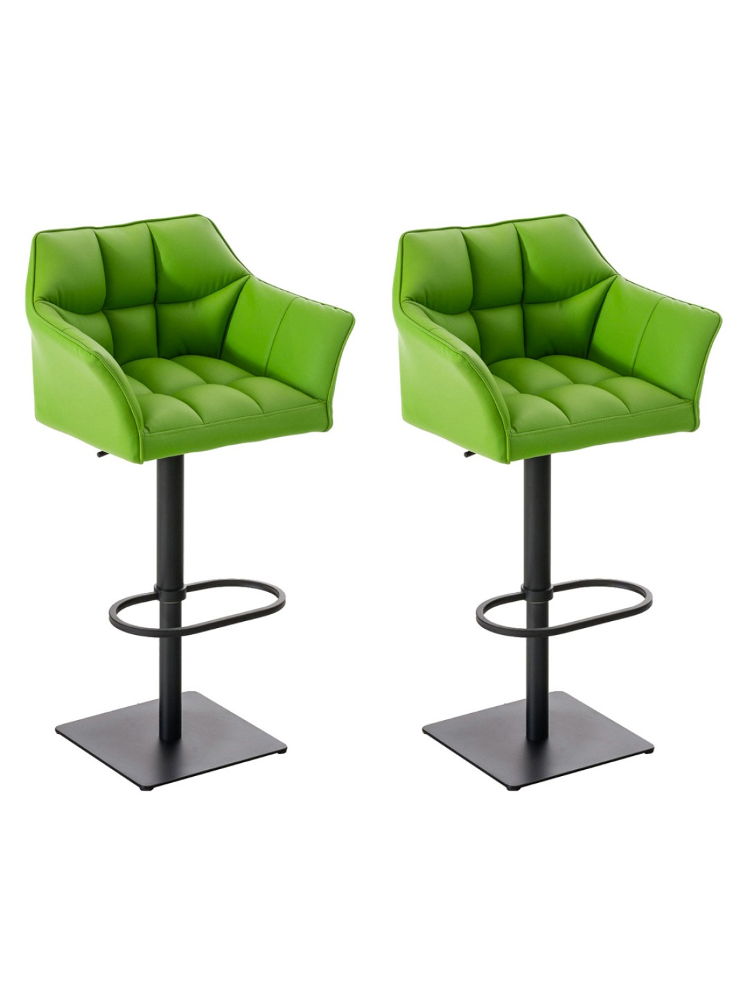 Juego de 2 taburetes de bar Damaso de piel sintética, verde