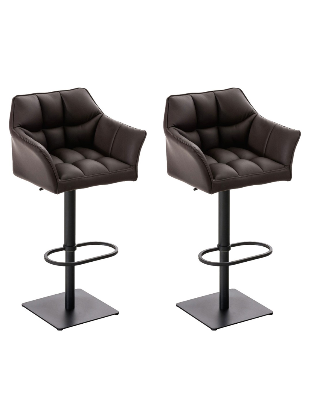 Juego de 2 taburetes de bar Damaso de piel sintética, marrón