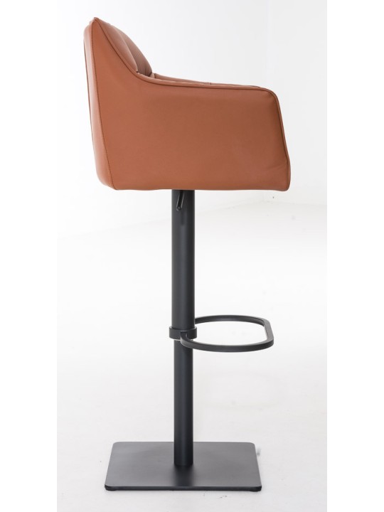 Juego de 2 taburetes de bar Damaso de piel sintética, marrón claro