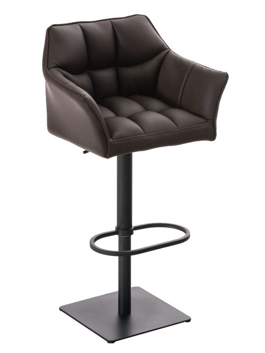 Juego de 2 taburetes de bar Damaso de piel sintética, marrón