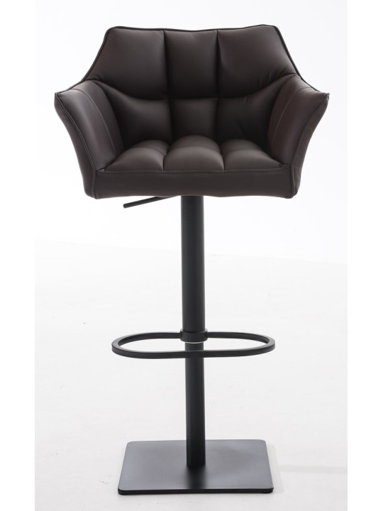 Juego de 2 taburetes de bar Damaso de piel sintética, marrón