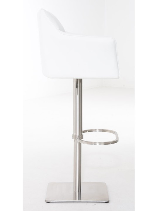 Juego de 2 taburetes de bar Damaso piel sintética acero inoxidable, blanco