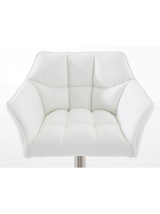 Juego de 2 taburetes de bar Damaso piel sintética acero inoxidable, blanco