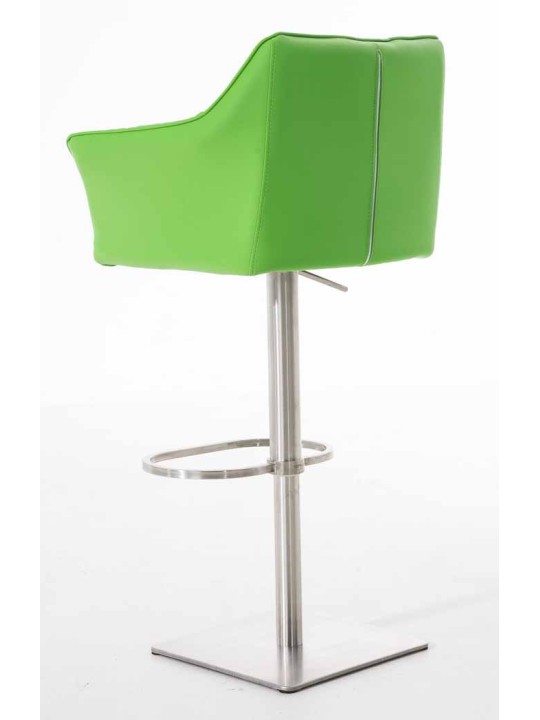 Juego de 2 taburetes de bar Damaso piel sintética acero inoxidable, verde