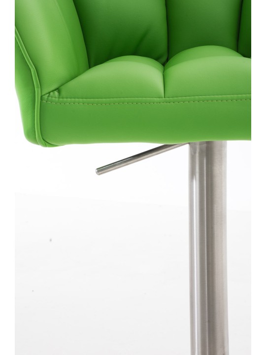 Juego de 2 taburetes de bar Damaso piel sintética acero inoxidable, verde
