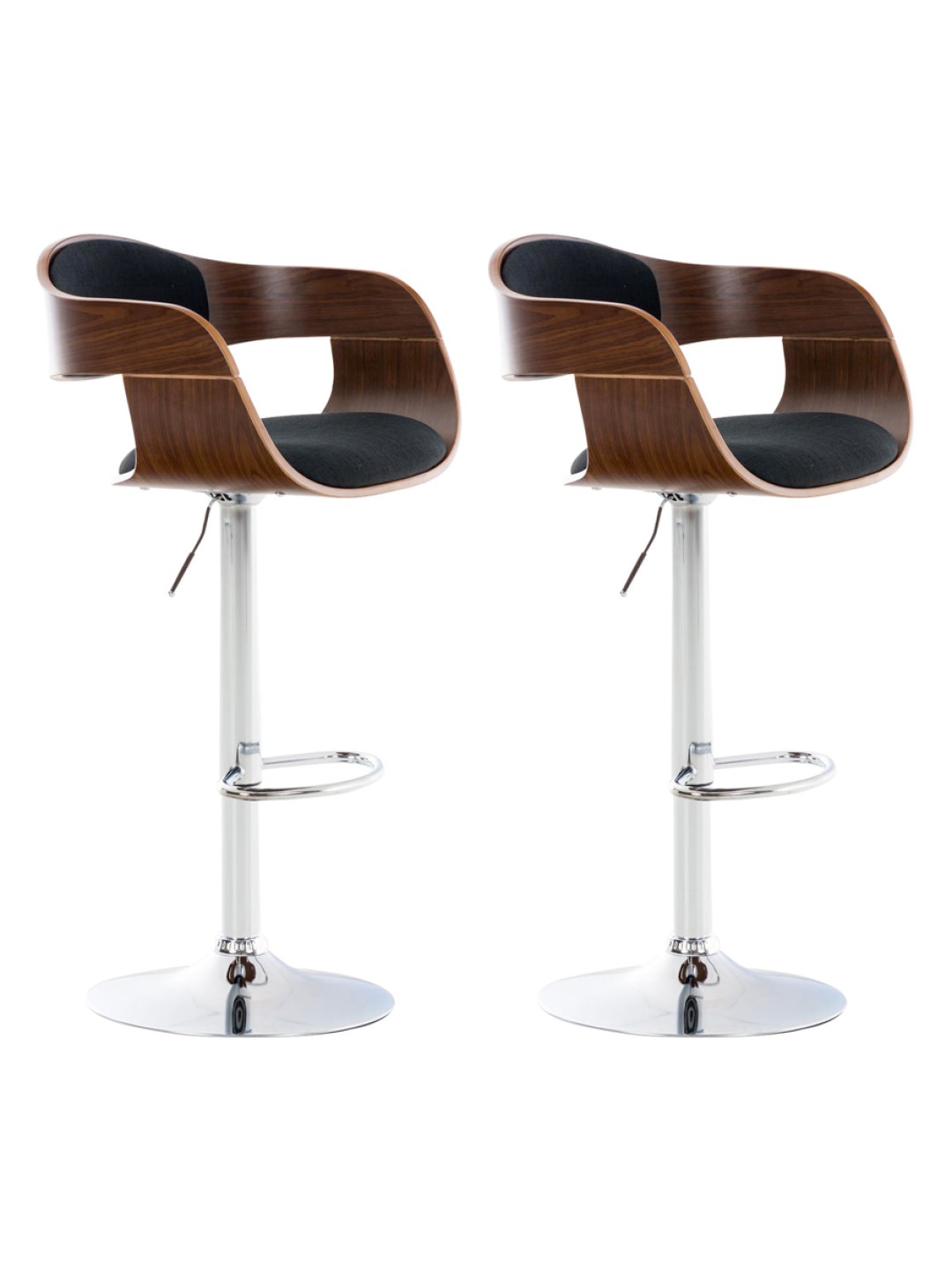 Juego de 2 taburetes de bar Kingston C tela, nogal/negro