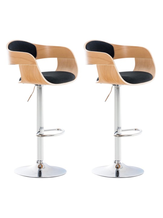 Juego de 2 taburetes de bar Kingston C tela, natural/negro