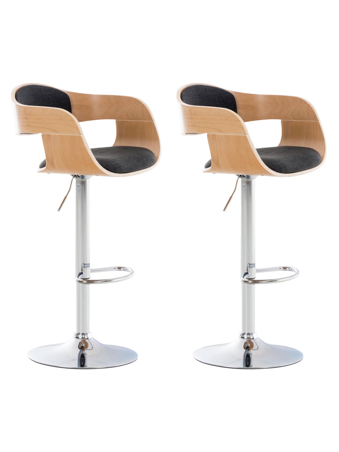 Juego de 2 taburetes de bar Kingston C tela, natural/gris oscuro