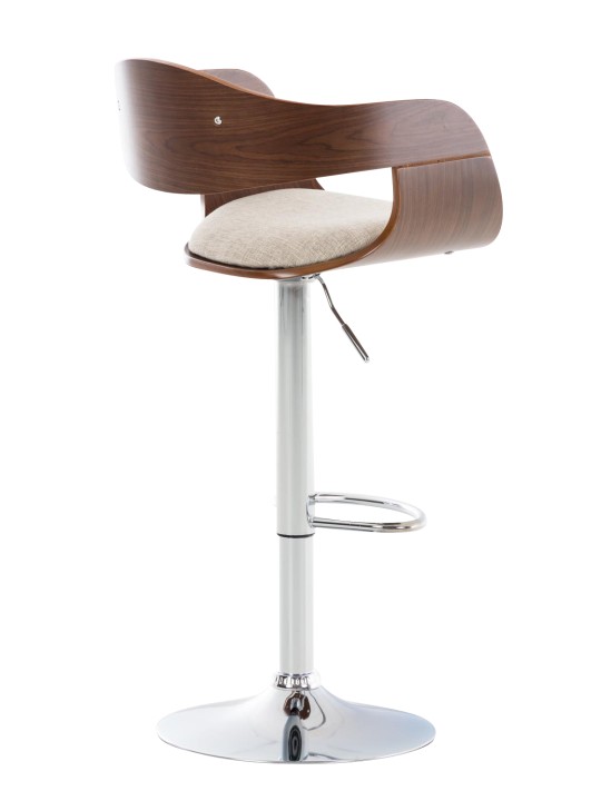 Juego de 2 taburetes de bar Kingston C tela, nogal/crema