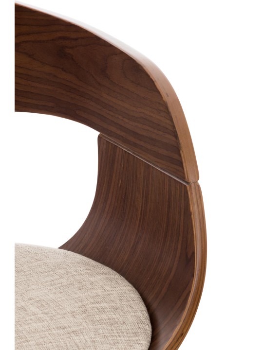 Juego de 2 taburetes de bar Kingston C tela, nogal/crema