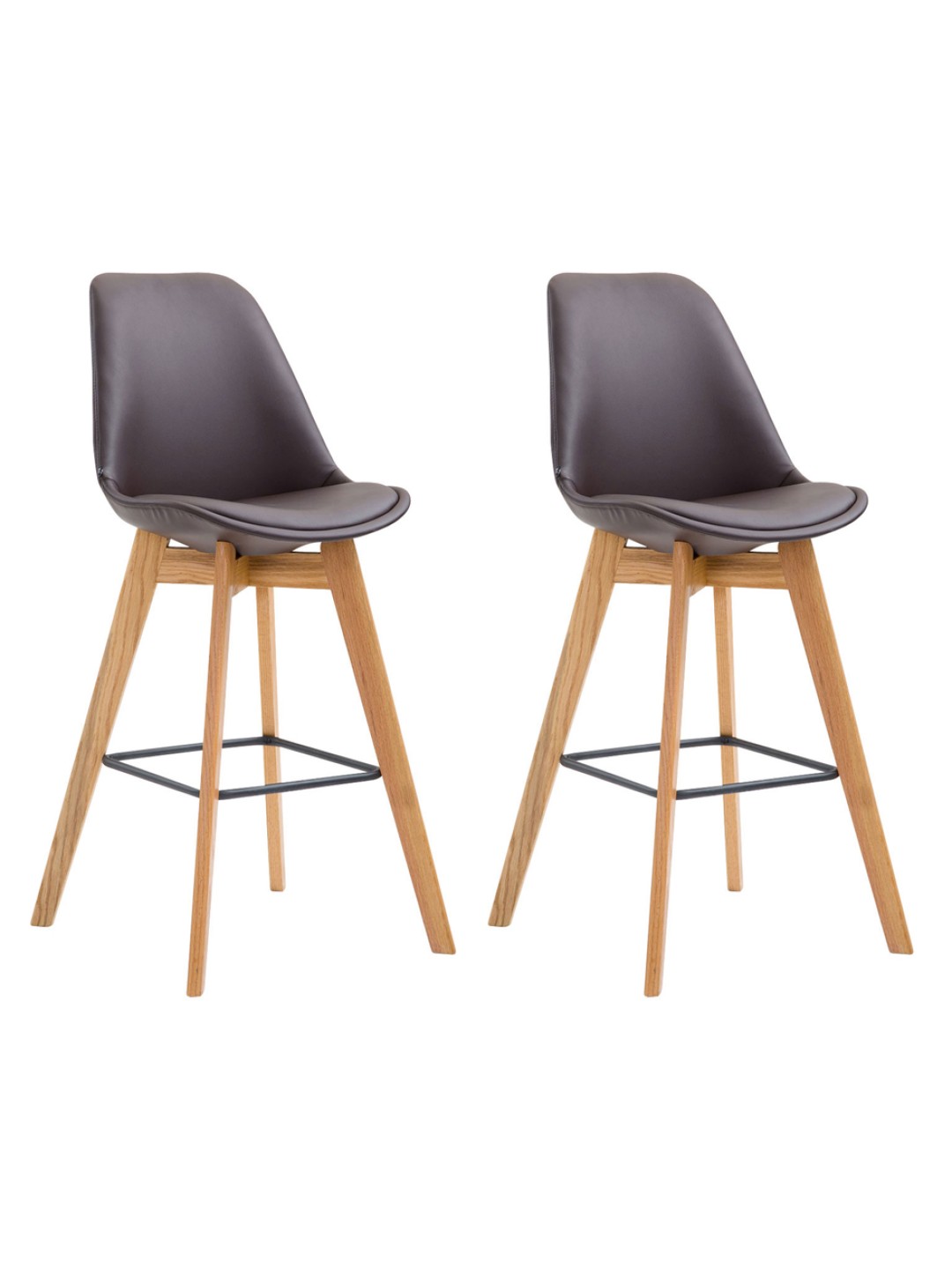 Juego de 2 taburetes de bar Metz piel sintética natural, marrón