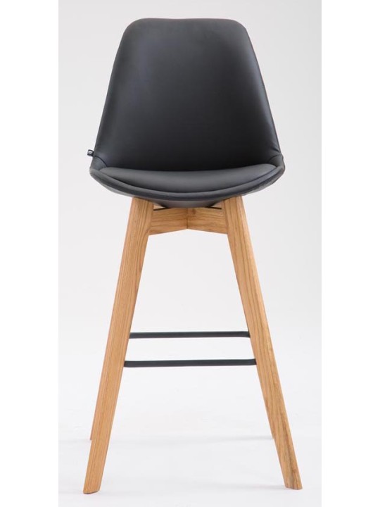 Juego de 2 taburetes de bar Metz piel sintética natural, negro