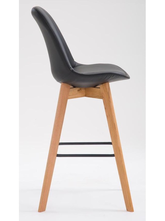 Juego de 2 taburetes de bar Metz piel sintética natural, negro